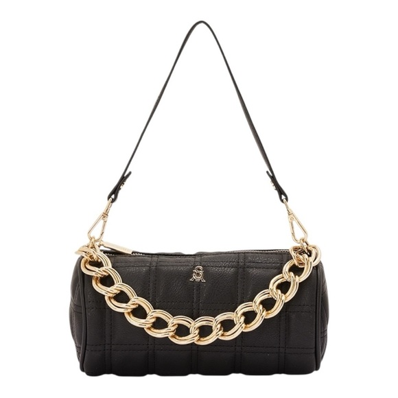 Steve Madden Black Bmegga Quilted Chain Accent Crossbody Bag. - Picture 1 of 14